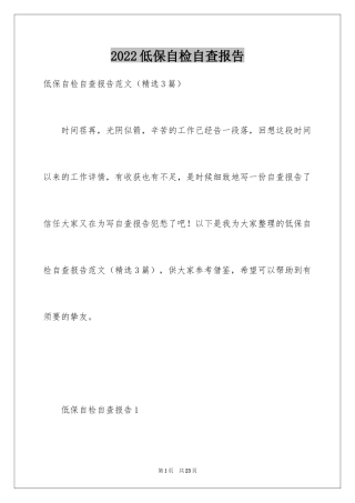 2024低保自检自查报告