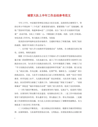 城管大队上半年工作总结参考范文