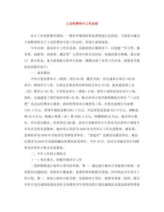 工会经费审计工作总结