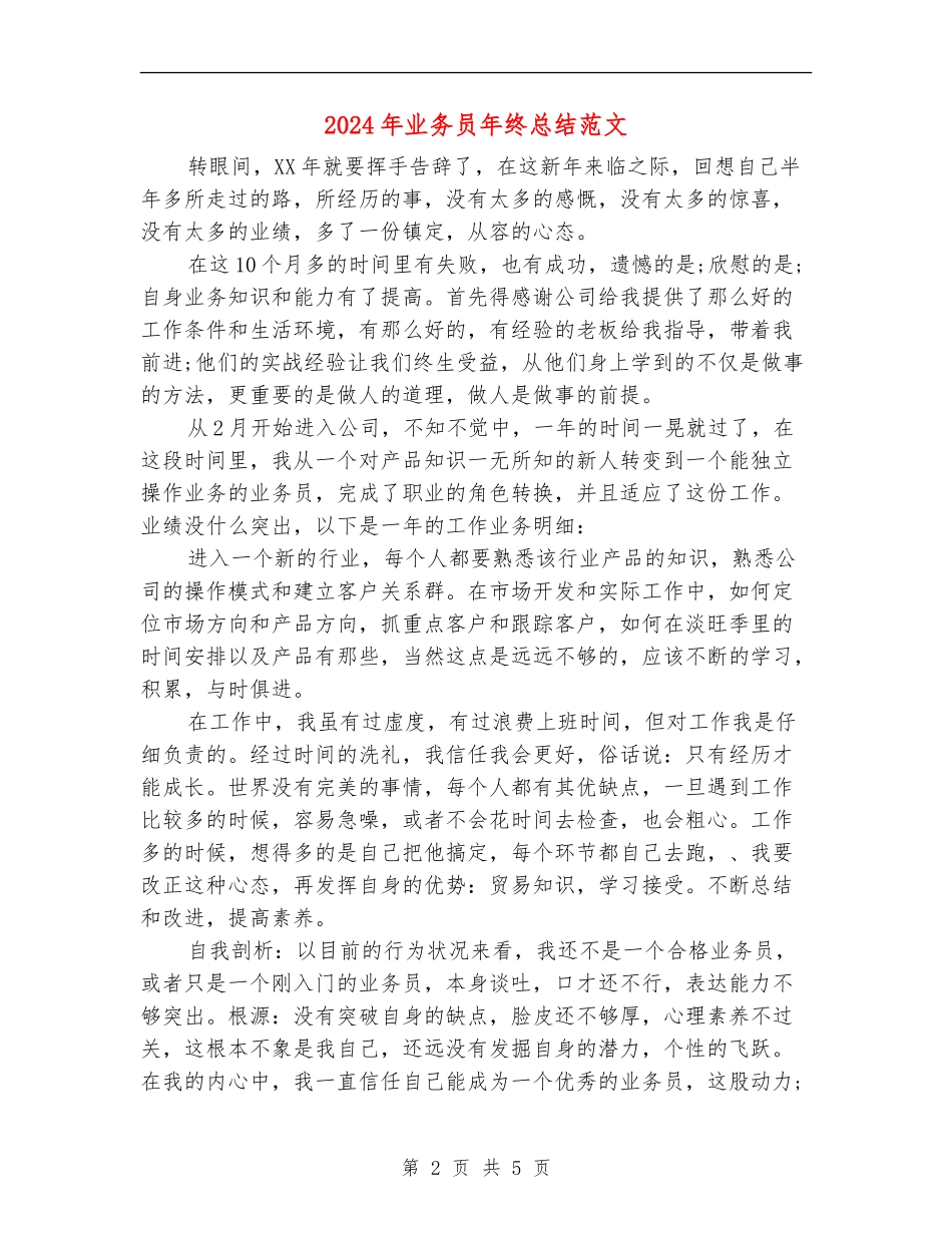 2018年业务员年终总结范文_第2页