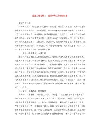 党团工作总结党员半年工作总结2篇