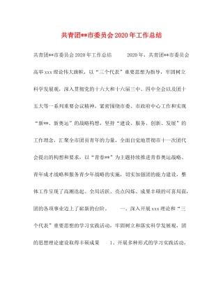共青团市委员会年工作总结