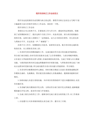 程序员的转正工作总结范文