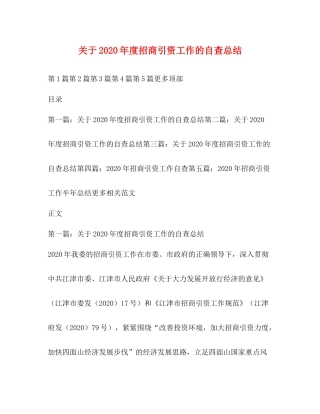 关于年度招商引资工作的自查总结