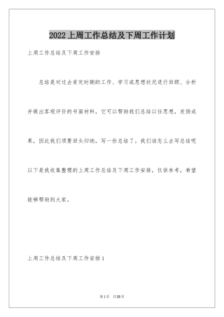 2024上周工作总结及下周工作计划