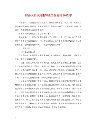 财务人员试用期转正工作总结3