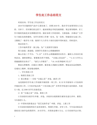 学生处工作总结范文 