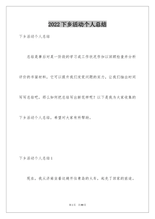 2024下乡活动个人总结