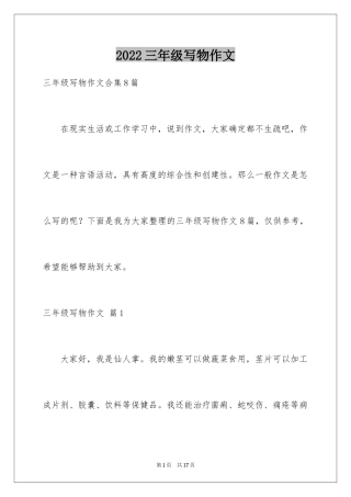 2024三年级写物作文_4