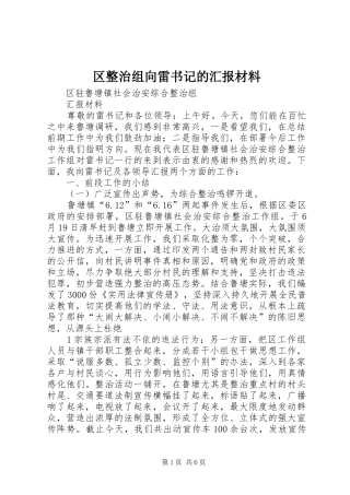 区整治组向雷书记的汇报材料