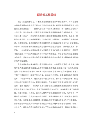 副站长工作总结