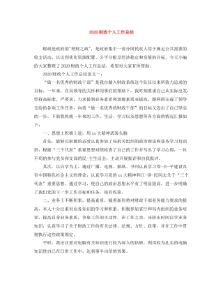 财政个人工作总结