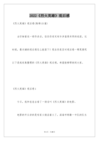 2024《烈火英雄》观后感