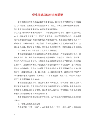 学生党建总结对未来展望 