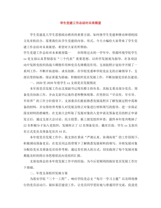 学生党建工作总结对未来展望 