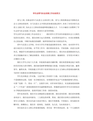 学生会青马社会实践工作总结范文 