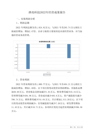 834101择尚科技2022年经营成果报告