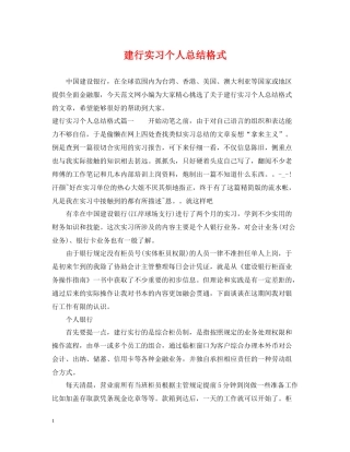 建行实习个人总结格式