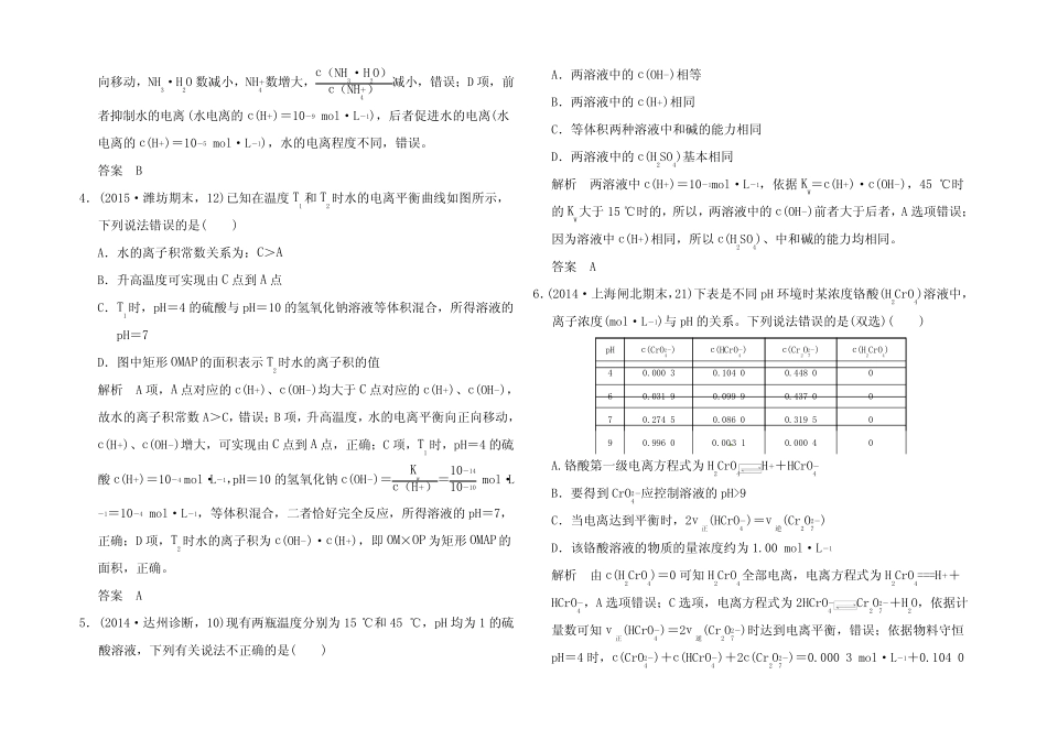 高考化学 专题九 弱电解质的电离平衡和溶液的酸碱性试题_第2页