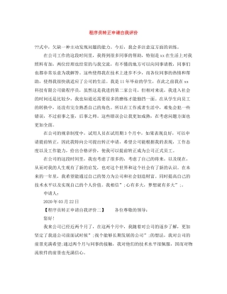 程序员转正申请自我评价