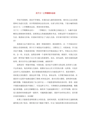 关于大一上学期期末总结