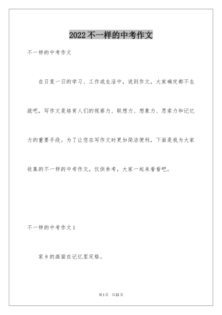 2024不一样的中考作文