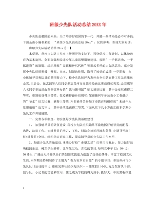 班级少先队活动总结