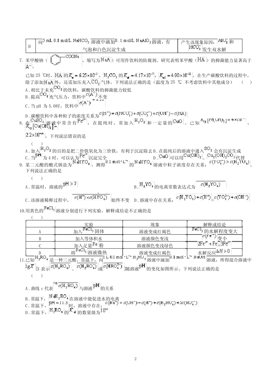 ...总复习化学专题精品试题 专题十三 盐类水解 溶解平衡 (含答案..._第2页