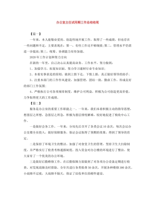 办公室主任试用期工作总结结尾