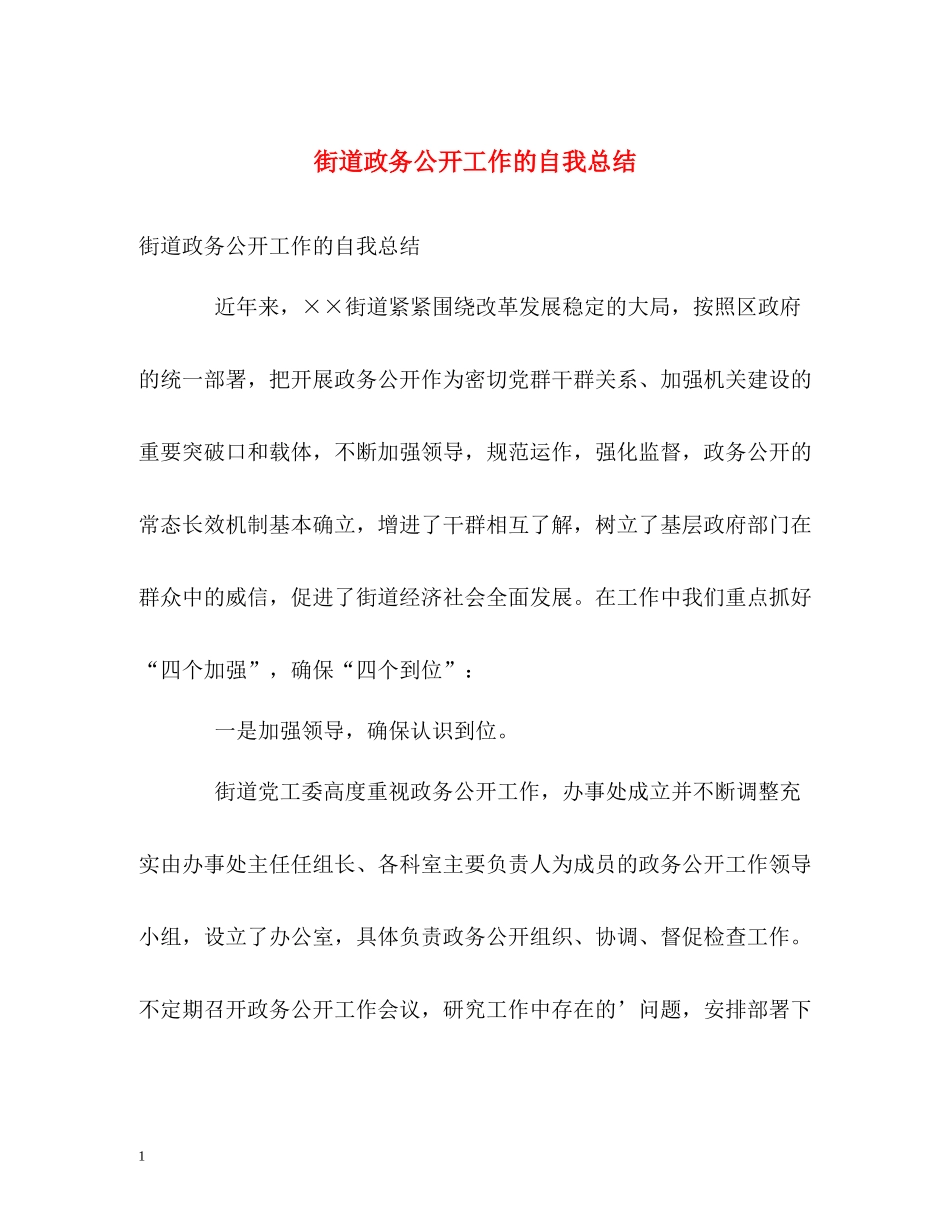 街道政务公开工作的自我总结_第1页