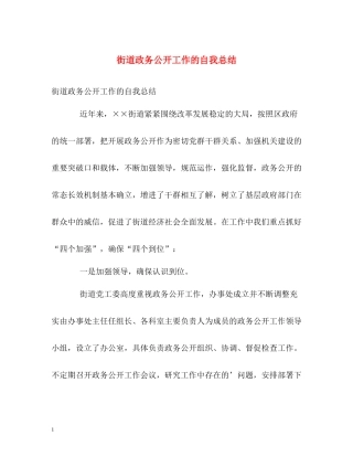街道政务公开工作的自我总结