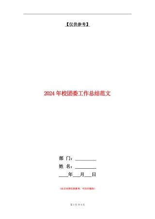 2024年校团委工作总结【最新版】