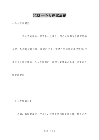 2024一个人在家周记
