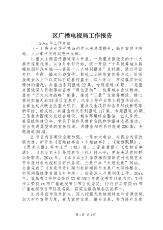区广播电视局工作报告