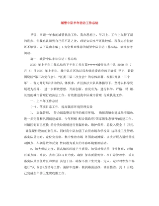 城管中队半年信访工作总结