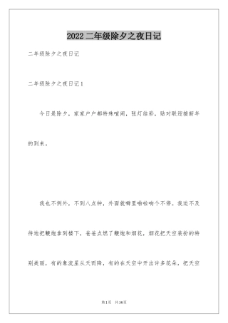 2024二年级除夕之夜日记