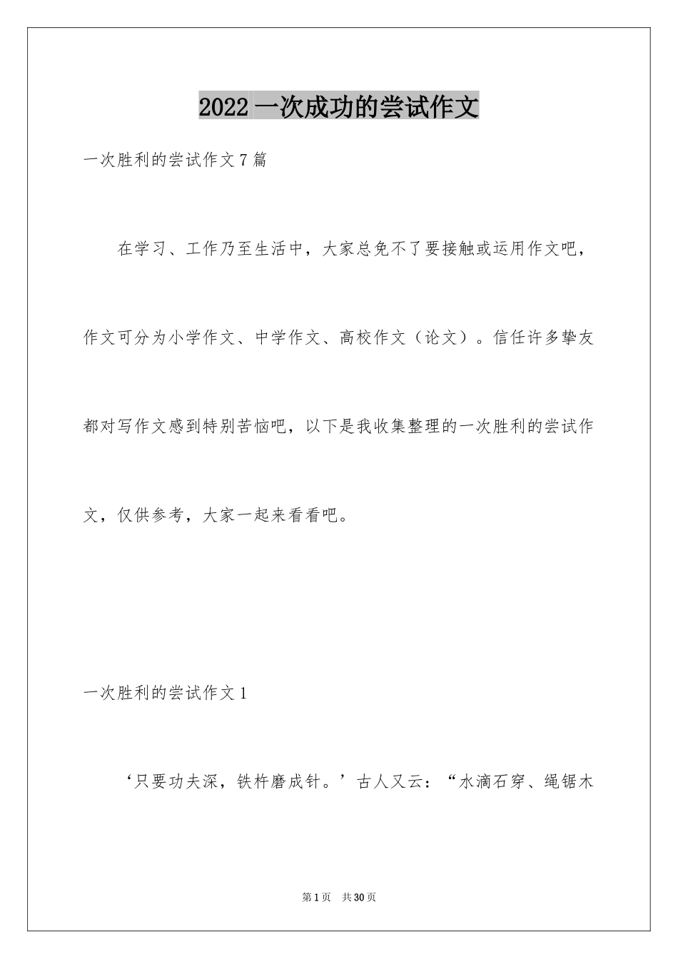 2024一次成功的尝试作文_1_第1页