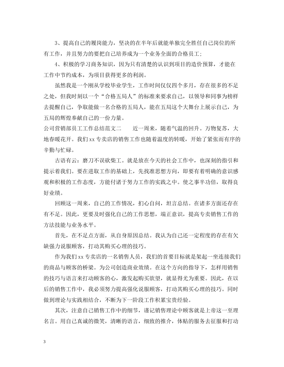 公司营销部员工工作总结_第3页