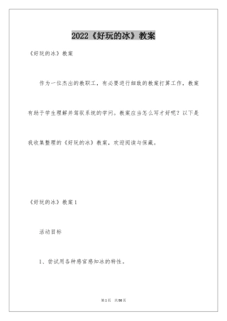 2024《好玩的冰》教案_1