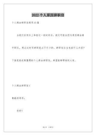 2024个人原因辞职信_133