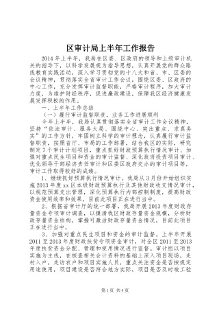 区审计局上半年工作报告