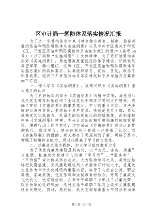 区审计局—惩防体系落实情况汇报