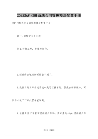 2024SAP CRM系统合同管理模块配置手册