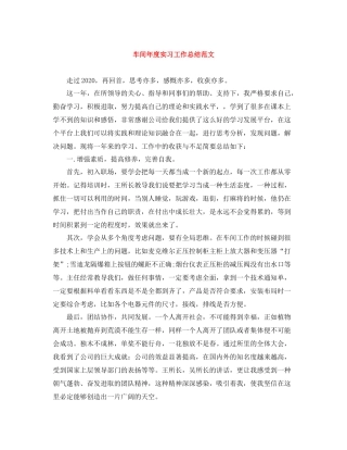 车间年度实习工作总结范文