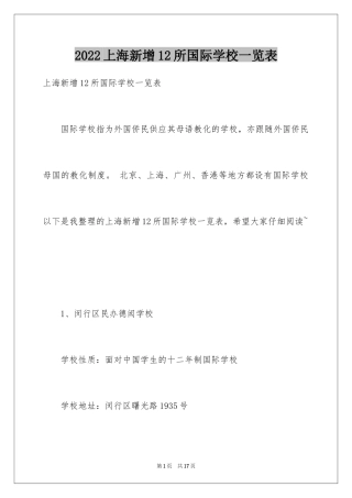 2024上海新增12所国际学校一览表