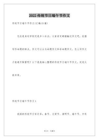 2024传统节日端午节作文