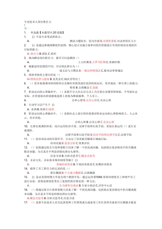 专业技术人岗位胜任力