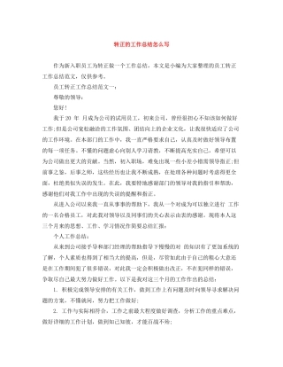 转正的工作总结怎么写