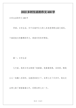 2024乡村生活的作文400字