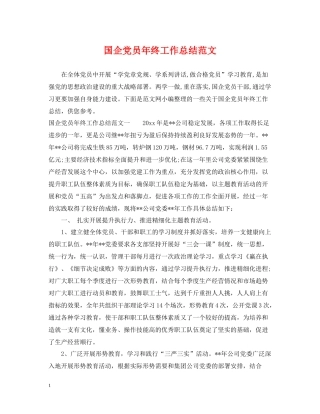 国企党员年终工作总结范文
